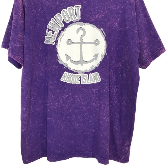 Newport Rhode Island Tie Dye Acid Wash Purple T-Shirt Anchor Graphic Top - Picture 5 of 9